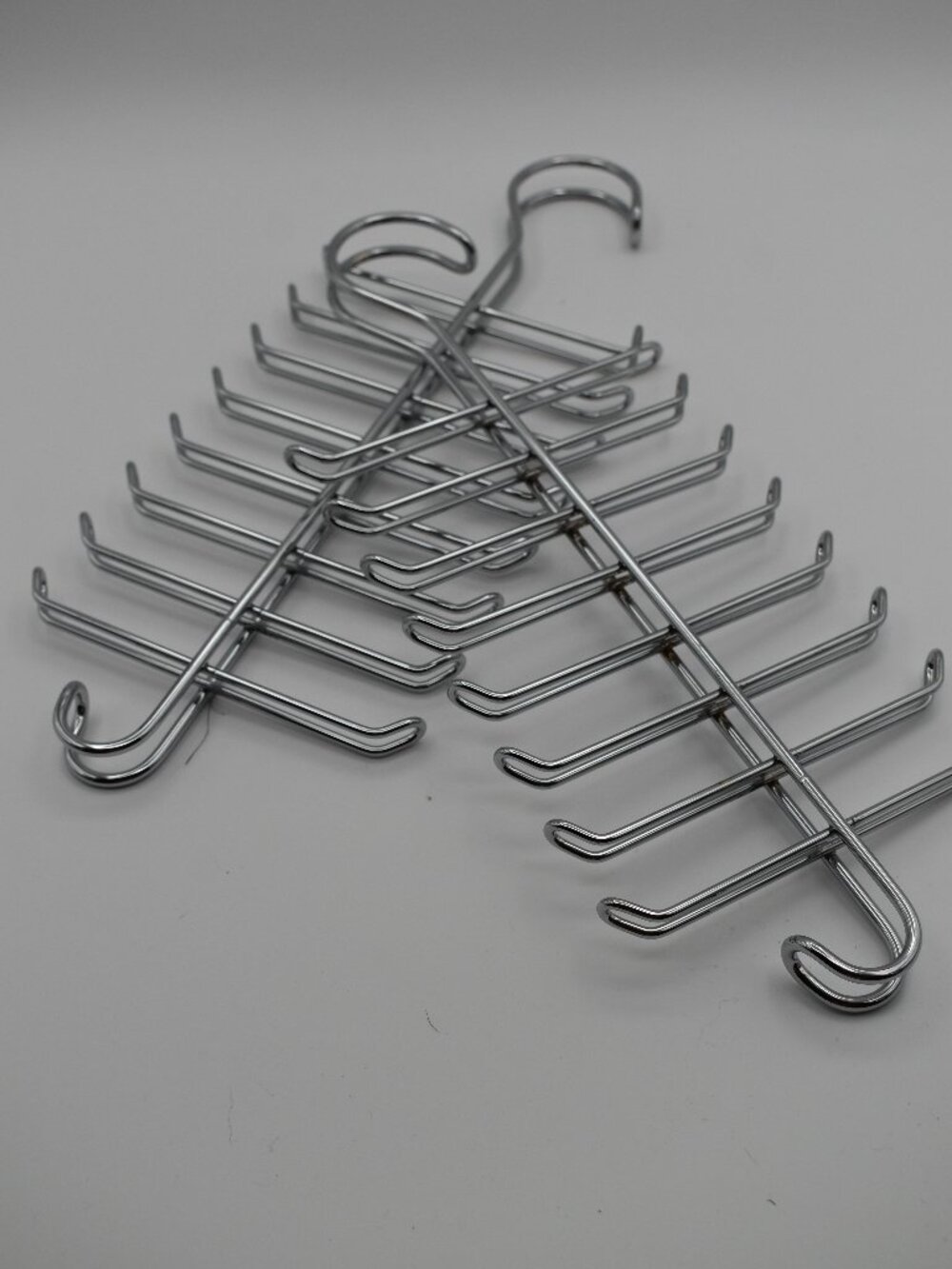 Set of 2 Chrome Tie Hangers 20 Hook Closet Organizer Rack for Ties Belts Scarves